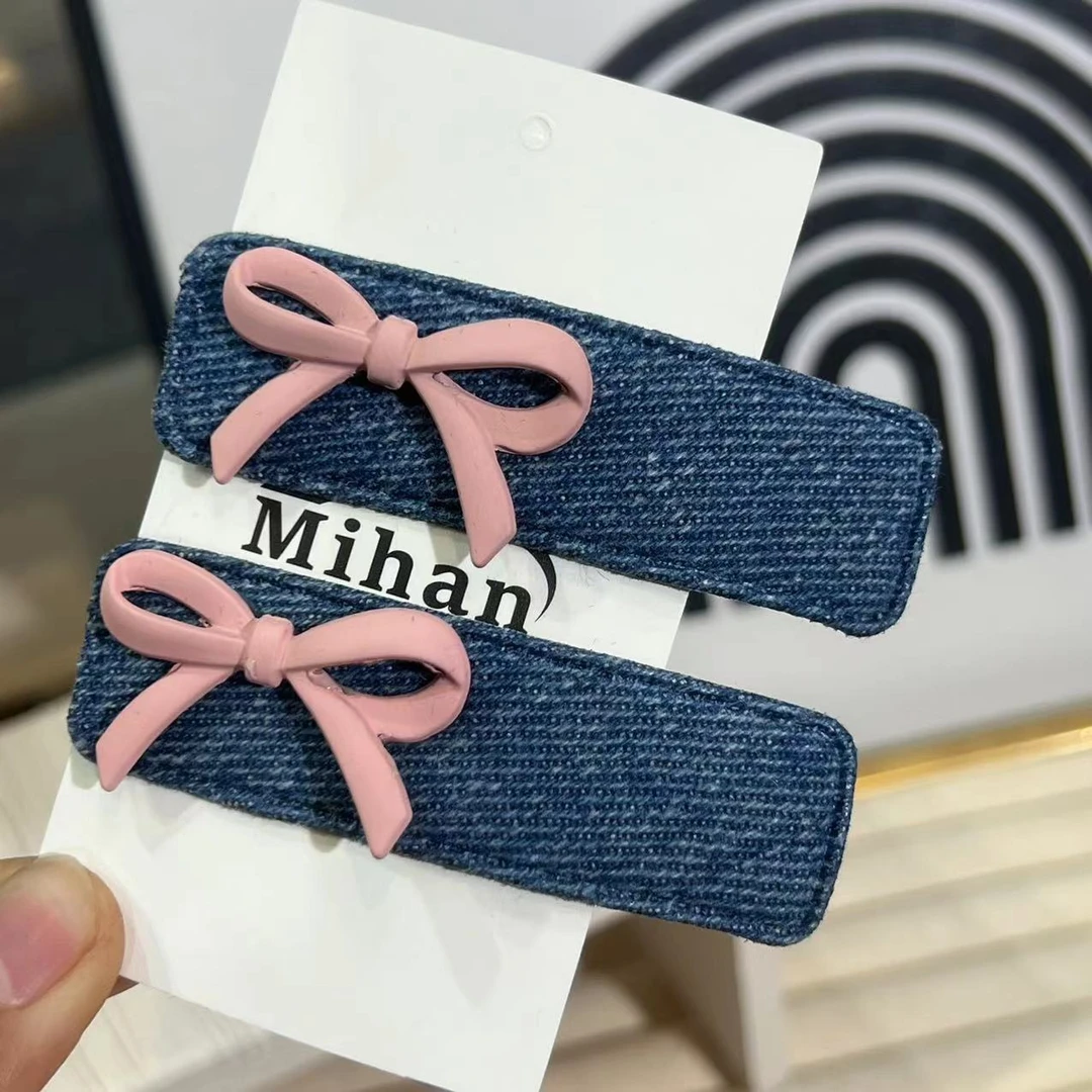 美高甜心牛仔发夹y2k蝴蝶爱心前额刘海夹侧边碎发夹1028（一对装）