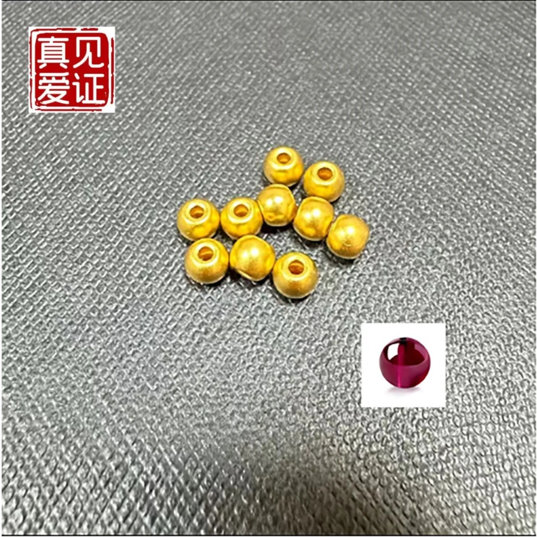 足金999卡3mm10颗古法金珠DIY一颗石榴石 多样性发货0.01#