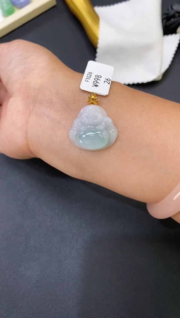 【闪购商品】翡翠颈饰18K金镶嵌佛公