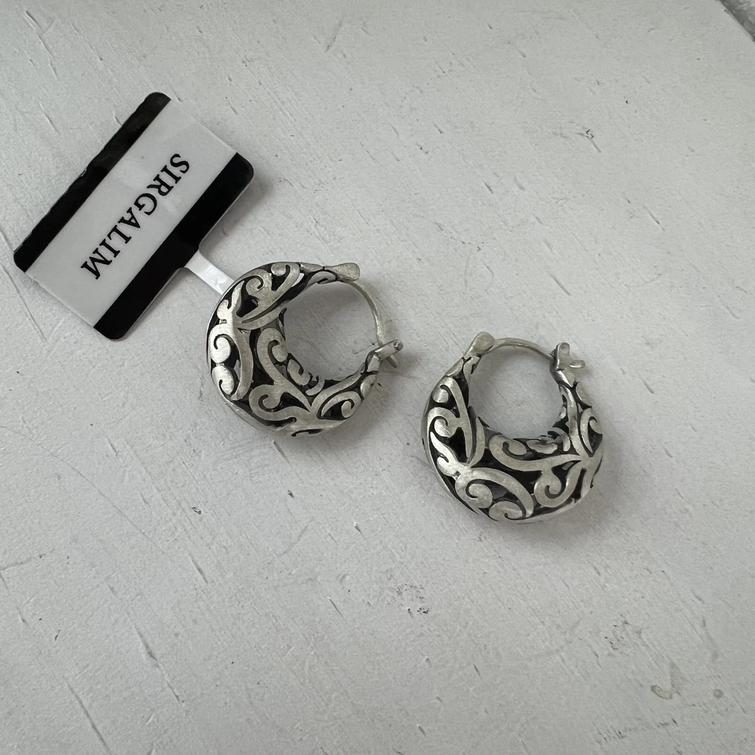 足银耳饰 SIRGALIM   990银复古耳环
