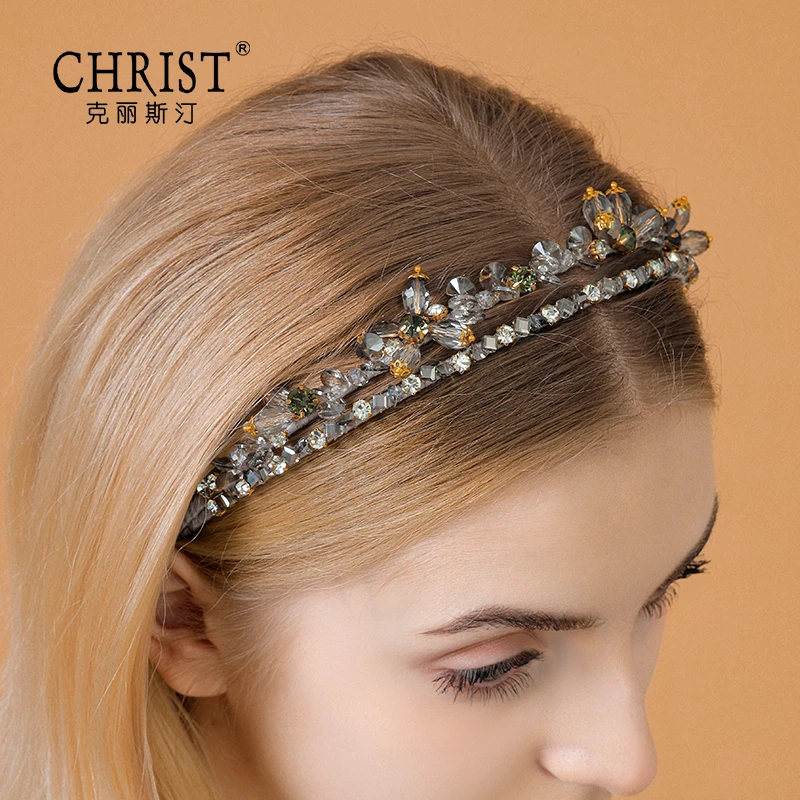 CHRIST/克丽斯汀 布艺发饰 原创气质高级百搭工艺水晶发箍发卡