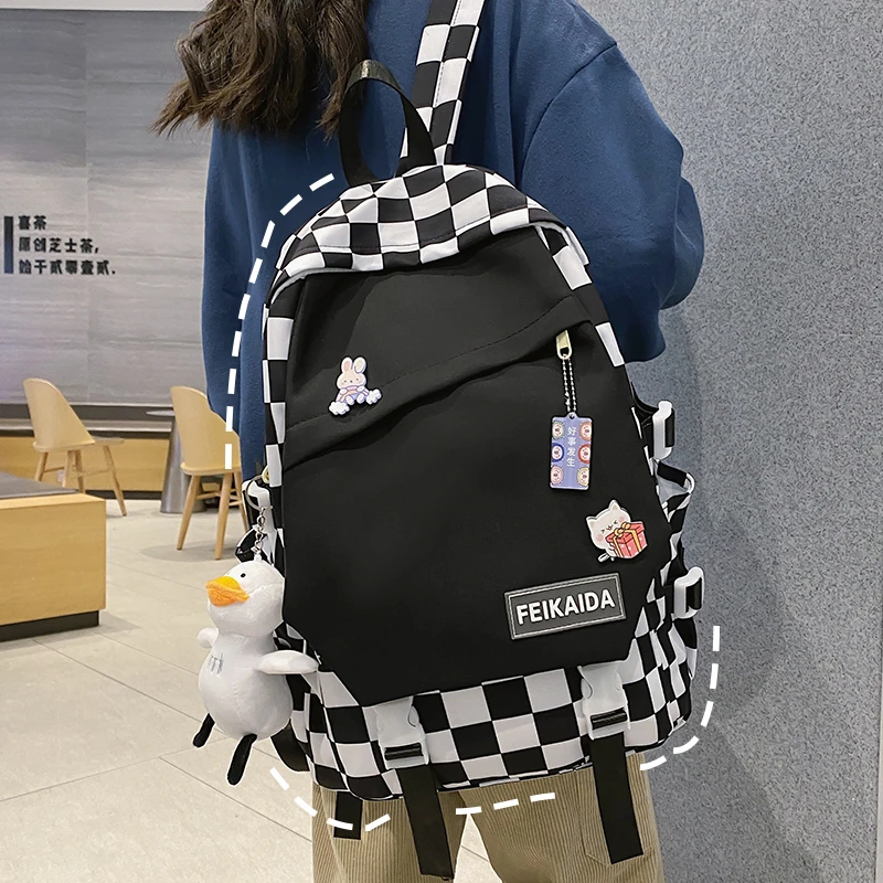 ilvr书包女初高中生韩版原宿风背包大学生轻便大容量双肩包高颜值