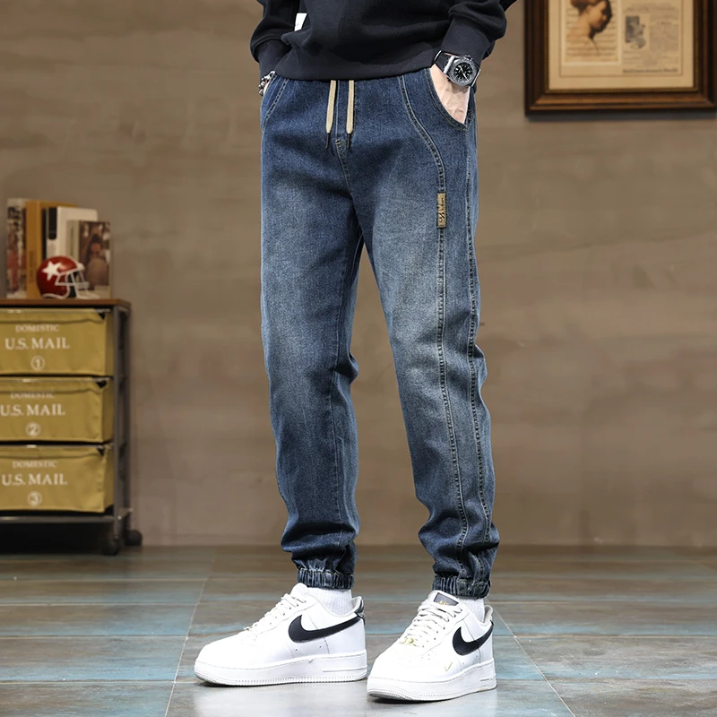 牛仔裤男款2023秋冬季潮流宽松束脚工装休闲长裤子青少年百搭帅气