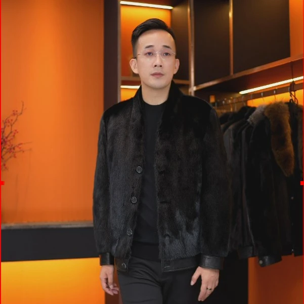 丹麦进口天鹅绒紫金短二水貂皮整貂夹克冬季鹅绒服外套