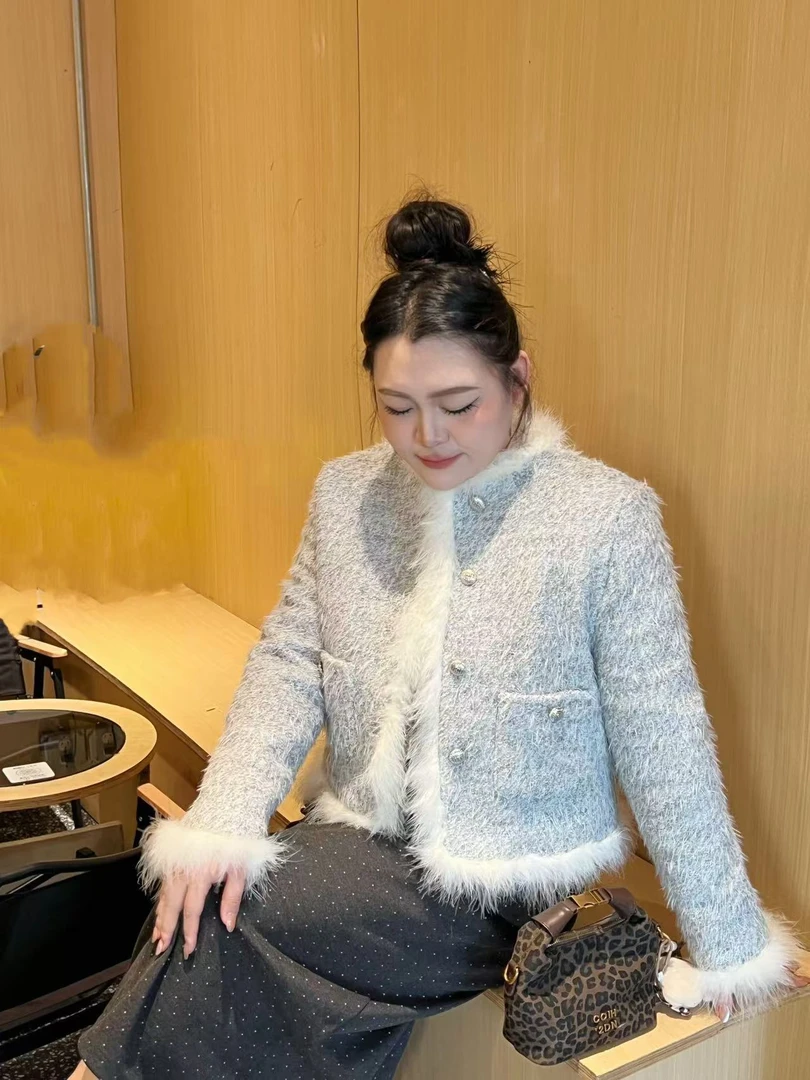 【加加】毛呢小香风外套女新款气质名媛毛领冬季保暖外套百搭