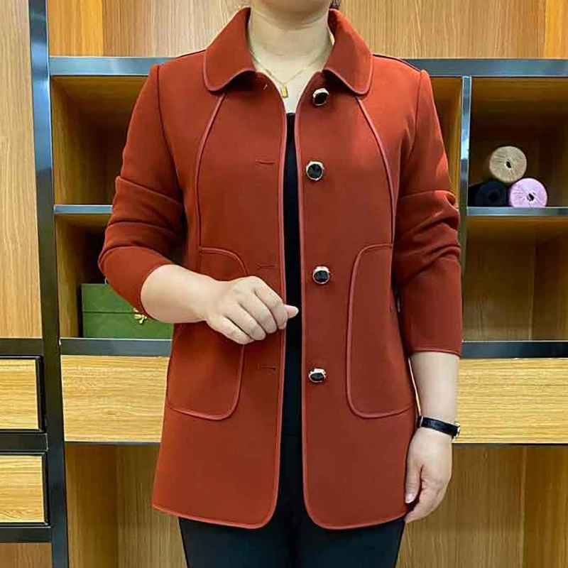 秋季新款时尚小方领洋气外套通勤百搭长袖宽松型上衣大码女妈妈装