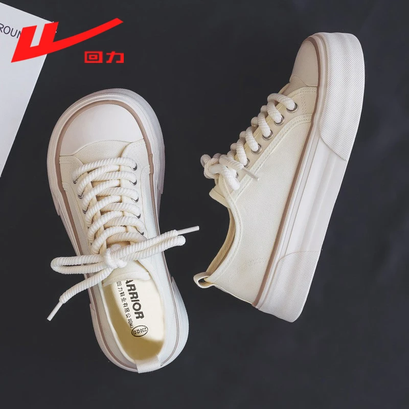 回力方头芒果头帆布鞋女鞋2025新款爆款秋季大头板鞋布鞋小白鞋子