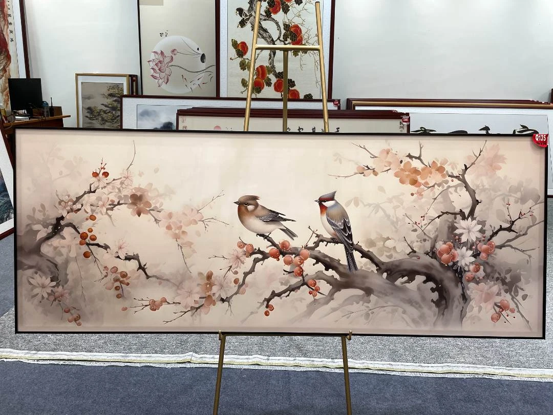 Q135新中式180x70cm山水画客厅装饰画沙发背景墙挂画