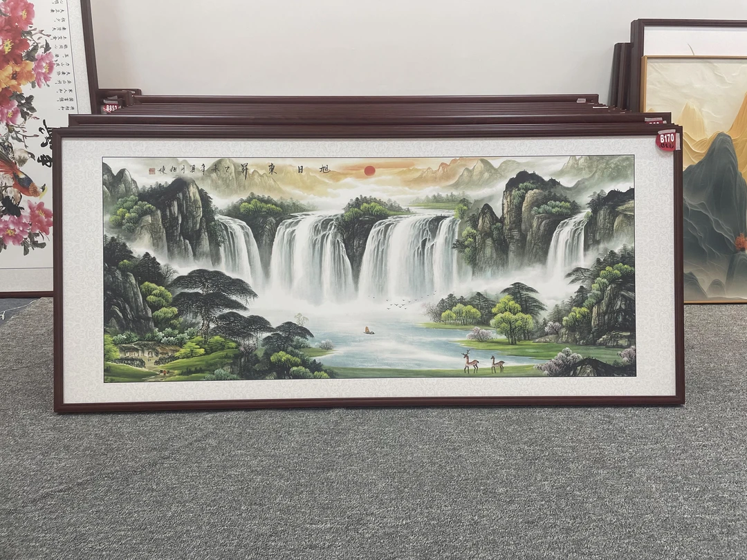 B170新中式163x73cm山水画客厅装饰画沙发背景墙挂画