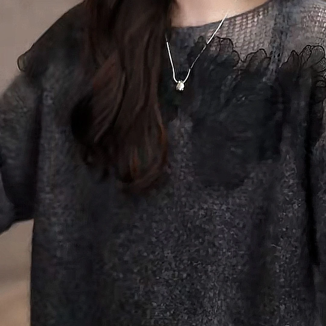 【Jason colors】T简约设计感圆领百搭立体装饰纯欲针织上衣