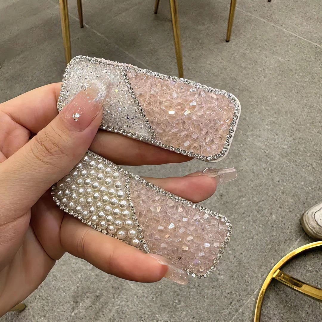 非金属发饰 百搭水晶发卡闪亮网红带钻发夹刘海边夹BB夹夹子头饰