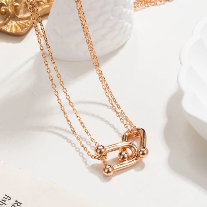 铜合金项链 6310 U型拼接项链时尚轻奢百搭气质高级感