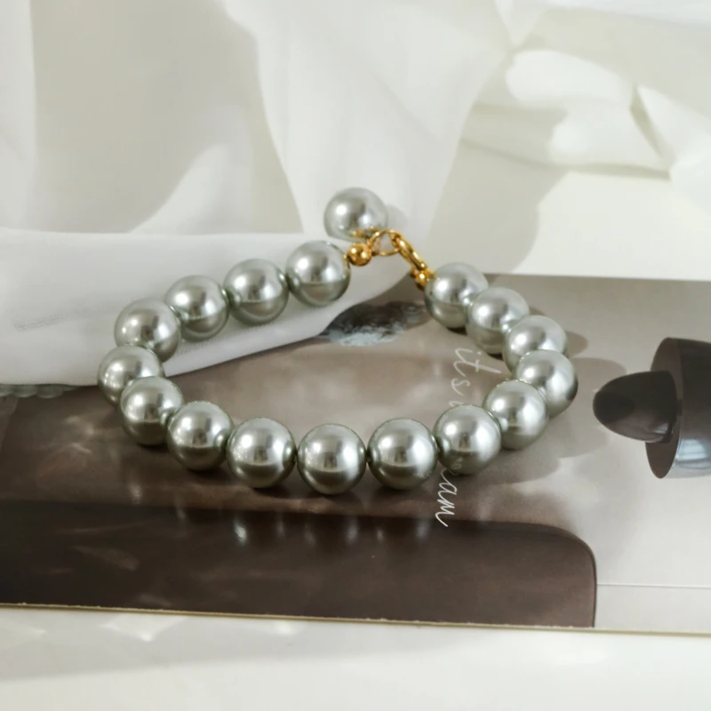 5447 灰珠珠手链10mm时尚百搭经典气质小众