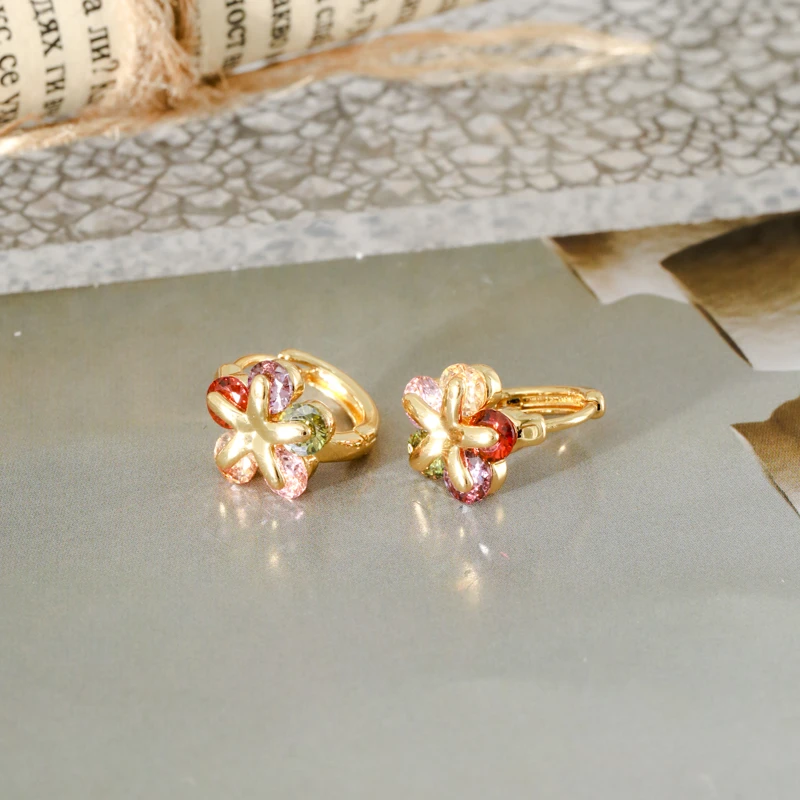 5730 五色花耳钉轻奢耳饰时尚百搭耳环潮气质