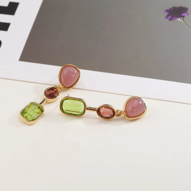 6047 彩色耳钉个性时尚气质轻奢耳饰百搭小众