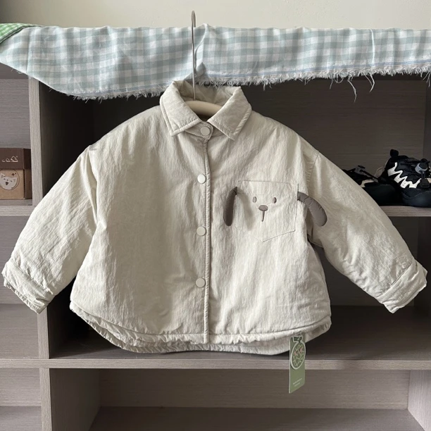 Q912-冬季儿童加绒立体小狗衬衫外套