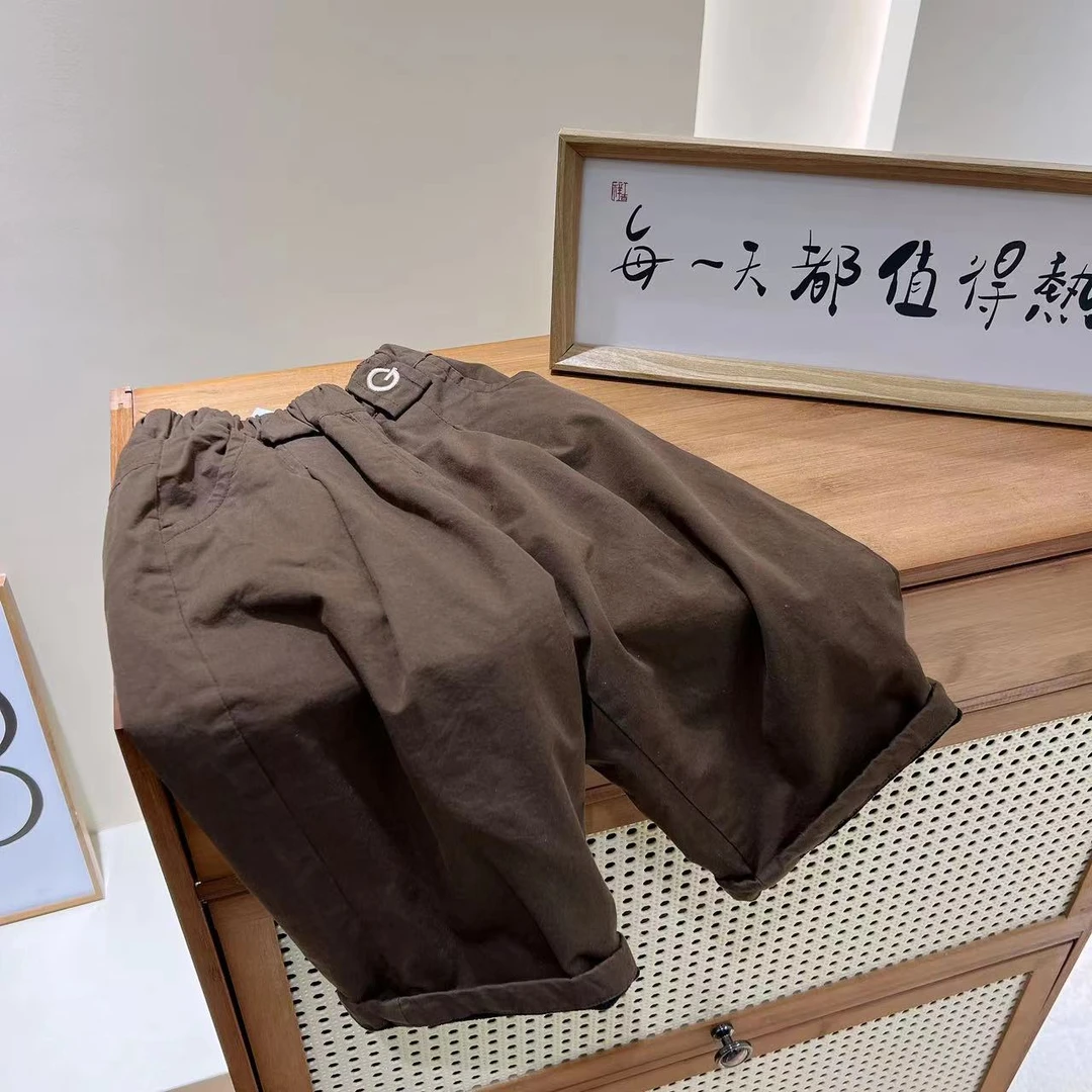 011-咖色休闲裤,儿童秋冬纯色加绒加厚休闲裤宝宝秋季