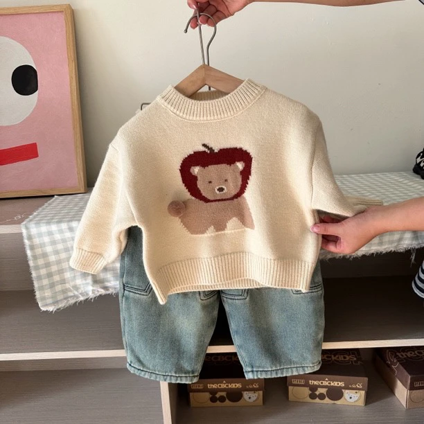 Q920-儿童秋冬男童女童可爱软糯苹果熊毛