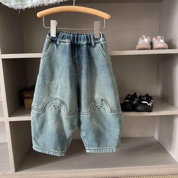 Q920-男童加绒牛仔裤冬装加厚保暖儿童休闲裤