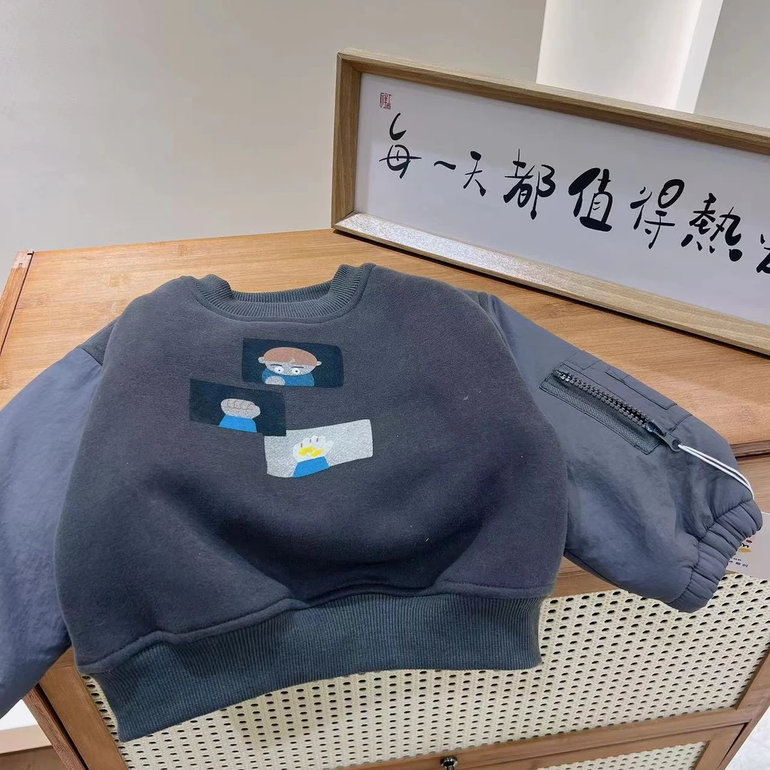 013-三个图案深色卫衣，儿童休闲韩版卫衣