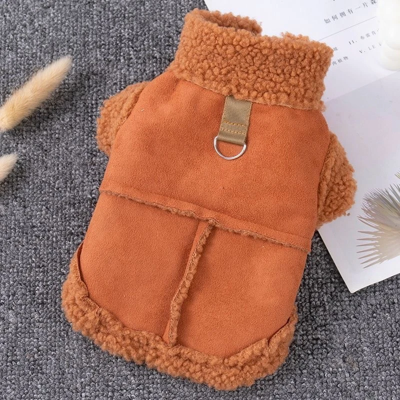 加绒保暖宝宝狗狗猫咪可牵引秋冬新款衣服泰迪小狗小型犬比熊猫咪
