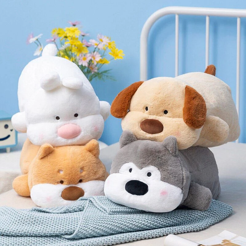 超萌嘟嘟小狗公仔柴犬毛绒玩具哈士奇玩偶猪猪娃娃儿童睡觉抱枕女