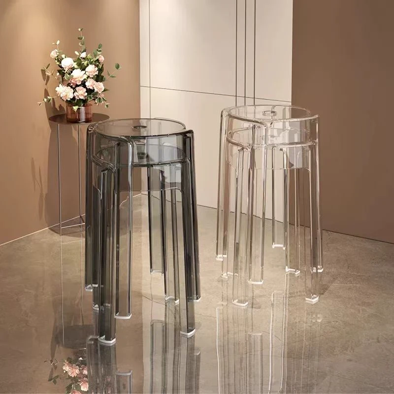 【童】孤品  加厚塑料凳子亚克力透明高凳家用圆凳