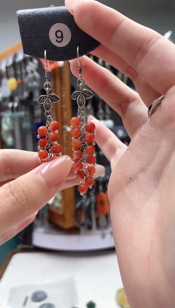 【闪购商品】南红玛瑙耳饰银S925镶嵌饰品