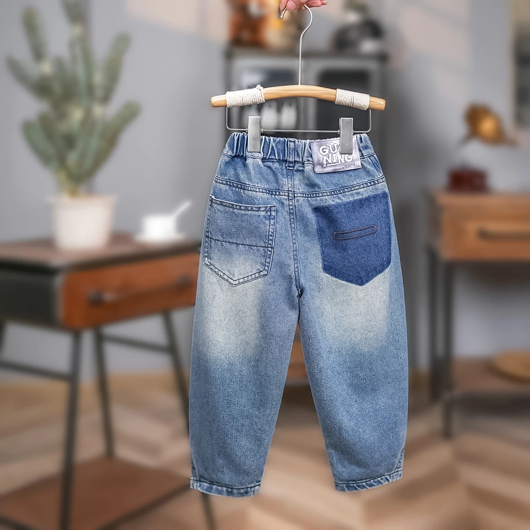 男童牛仔裤春秋季男孩儿童牛仔裤老爹裤子6-12岁潮款薄款N5132