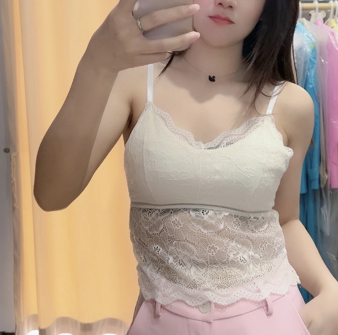 主播身上没背带胸垫可调节蕾丝性网红美背