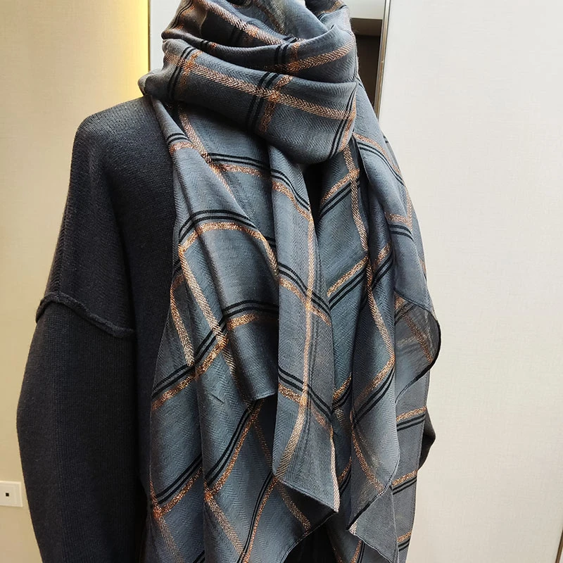 薄款格纹四季可用格子百搭时尚披肩围巾