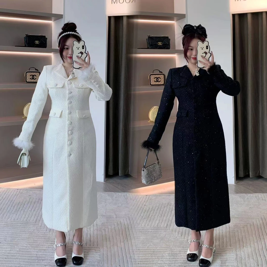 现货慧芝huizhi 绝S网红 定制款 韩剧女主角同款小香风显瘦连衣裙