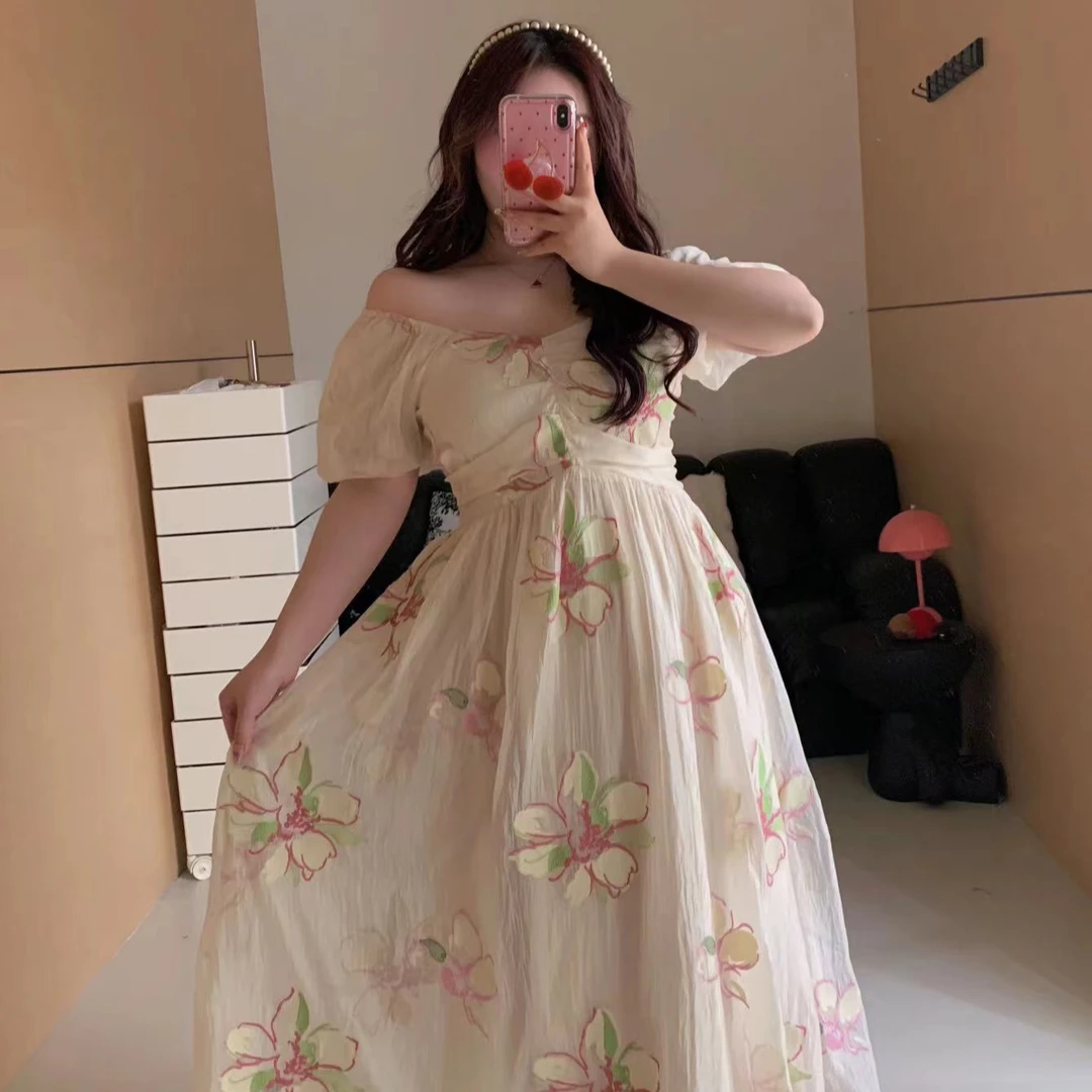 慧芝huizhi 高定绣花裙 定制款 重工收腰显瘦大摆连衣裙