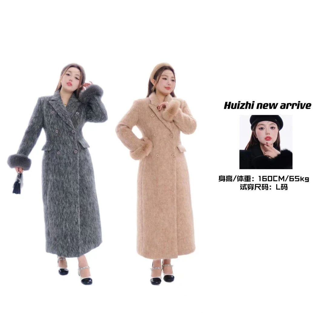 现货慧芝huizhi 水波纹沙漏腰大衣 升级版加厚收腰显瘦沙漏腰大衣