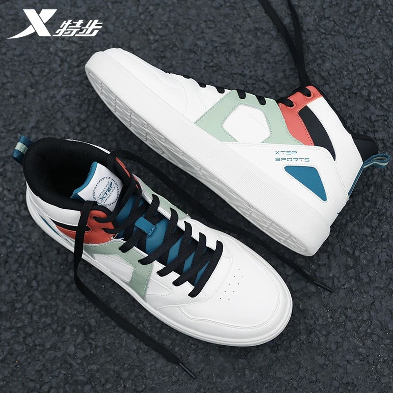 特步板鞋高帮男鞋正品春夏小白鞋2024新款运动鞋男潮鞋秋季休闲鞋
