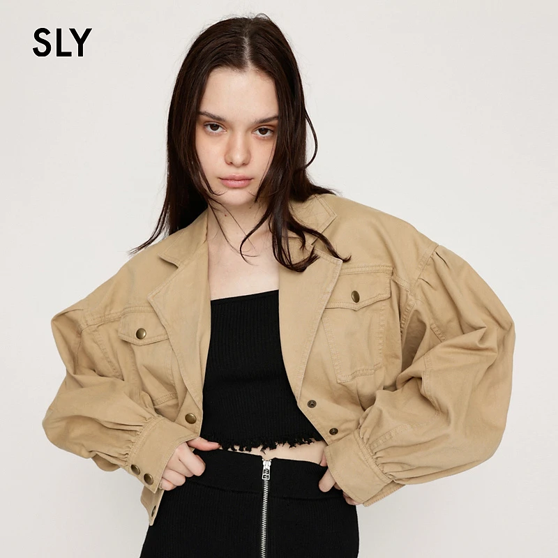 SLY 秋季新款复古风时尚迷彩印花做旧工装短款外套038GAL30-1290