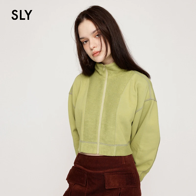 SLY秋季雅丹风拉链短外套运动风开衫卫衣时尚百搭030GAY80-2260