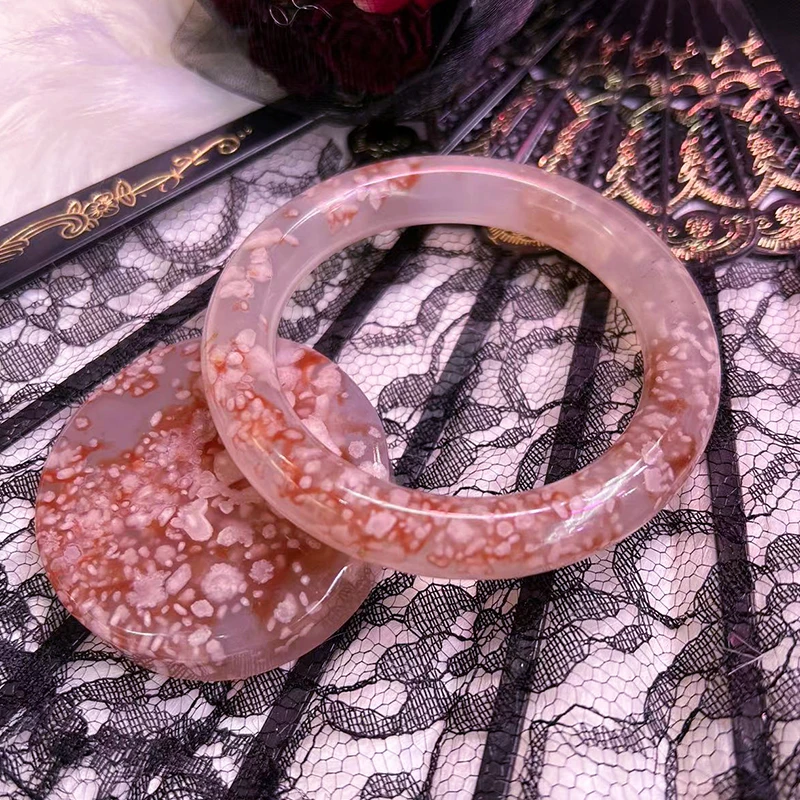 百饰如愿樱花玛瑙直播 马达加斯加天然老料樱花玛瑙手镯手链吊坠