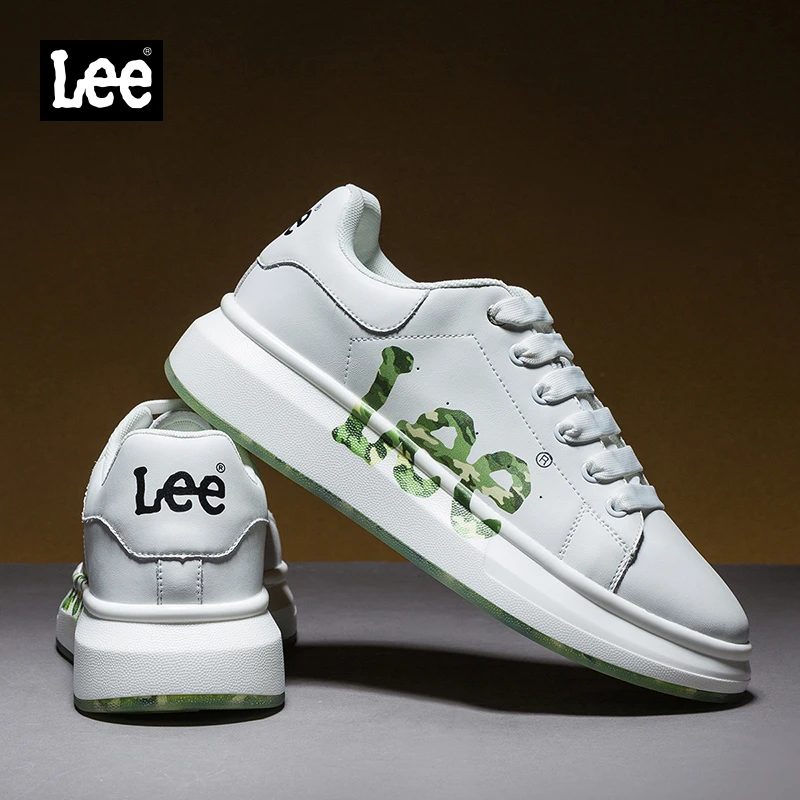 Lee男鞋2025春季新款厚底真皮小白鞋男士时尚休闲增高情侣板鞋潮