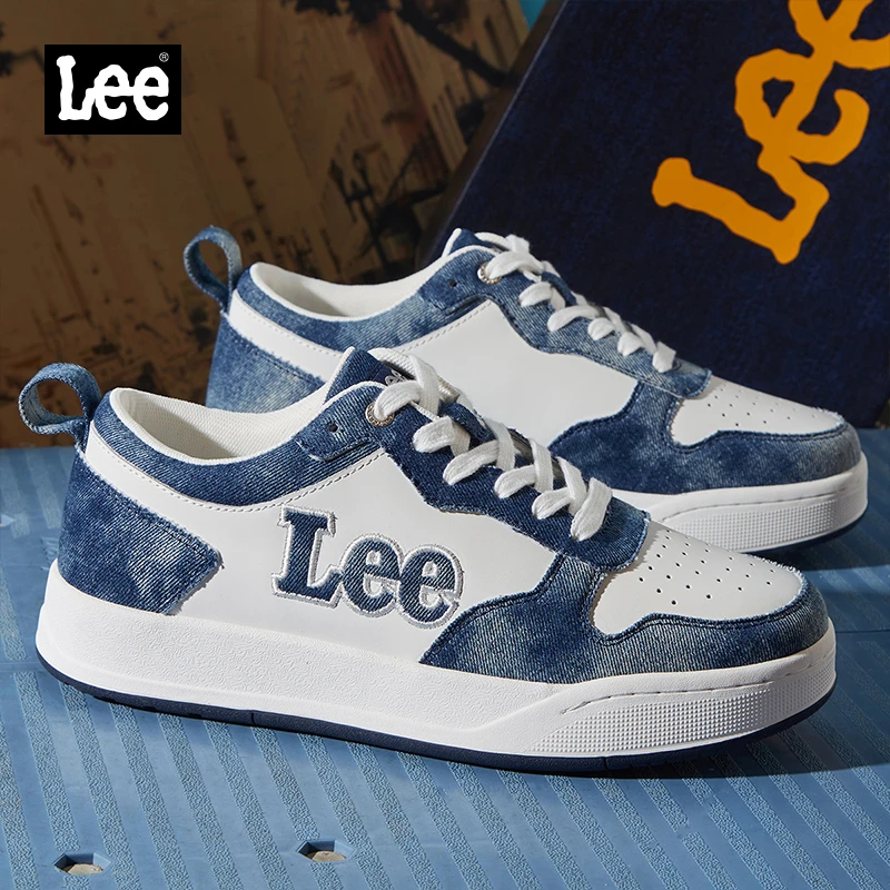 Lee板鞋男款2025新款夏季透气男鞋牛仔布百搭潮鞋厚底男士休闲鞋