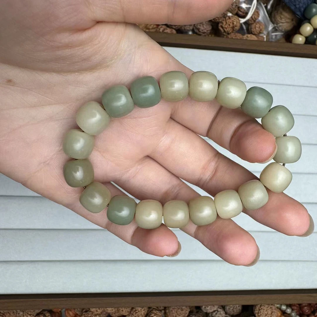 直播专享 菩提根渐变绿色10mm天然菩提根手串男女手链