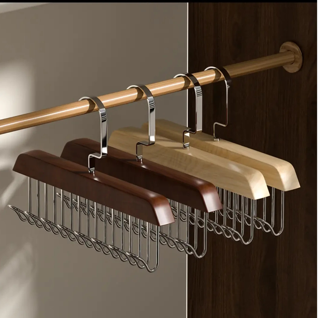 【补贴三单五单囤】8钩实木多功能无痕波浪衣架防坠落橱内衣晾晒架