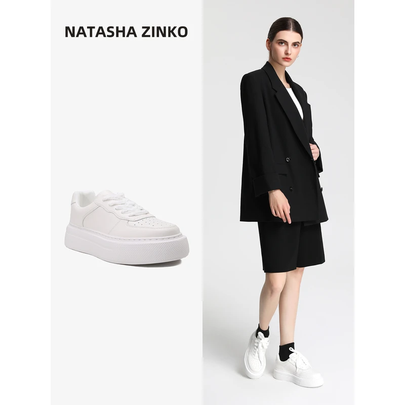 H06311 Natasha Zinko厚底小白鞋女真皮透气百搭休闲平底鞋