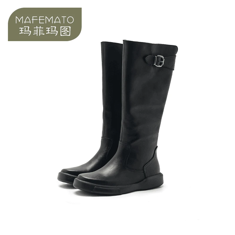 玛菲玛图2215-155DL秋冬长靴欧美潮流头层牛皮高筒靴女长靴骑士靴