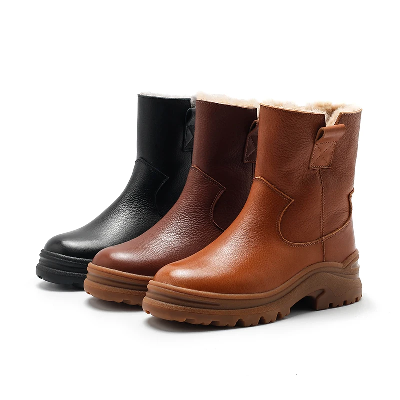 玛菲玛图39737-433保暖羊羔毛雪地靴女英伦风马丁靴女厚底短靴女