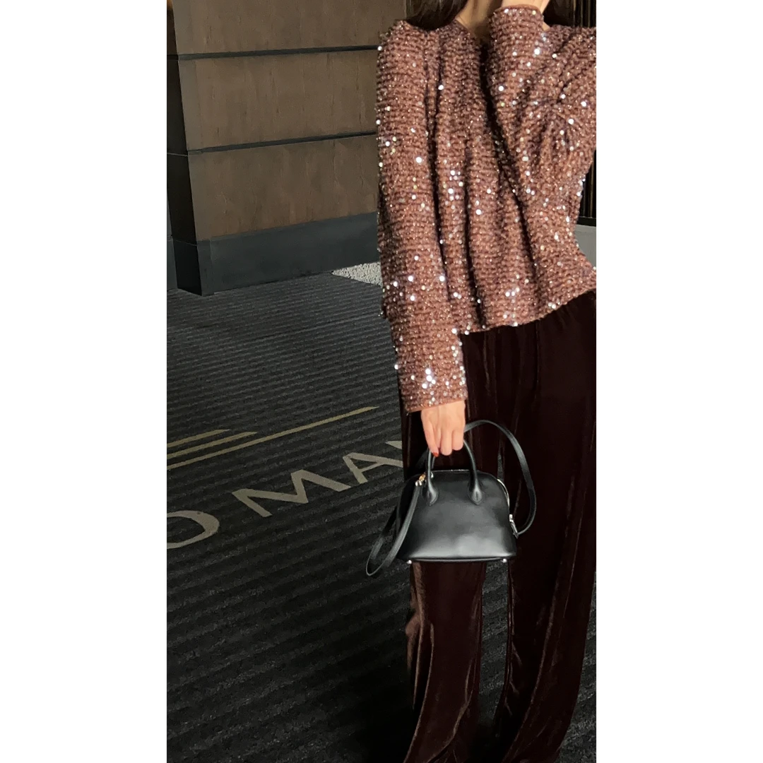 MYRÁ “纵享丝滑” 光泽感高奢丝绒裤XMSC02482