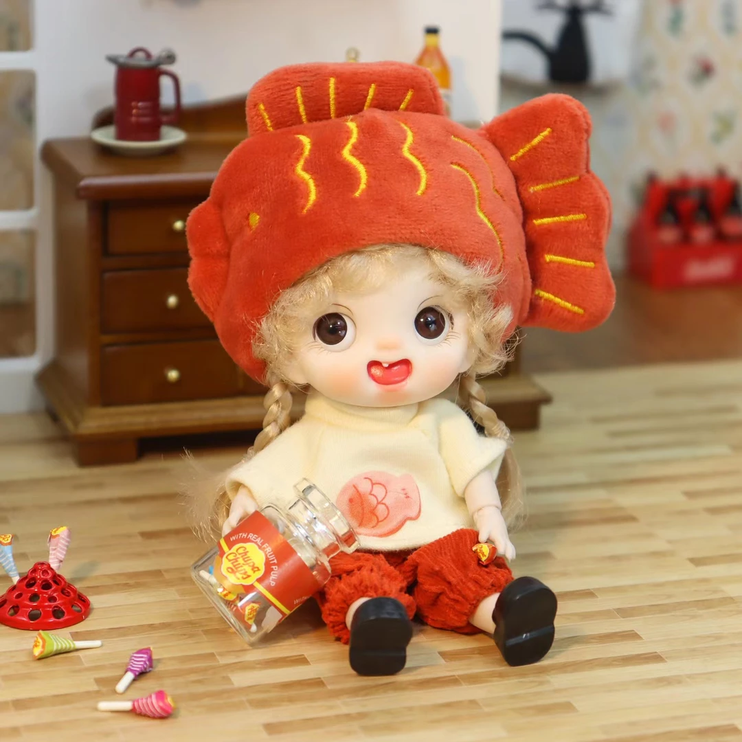 新品桃桃丸子女生bjd娃娃鲷鱼烧手办玩偶14CM可换装公仔生日礼物