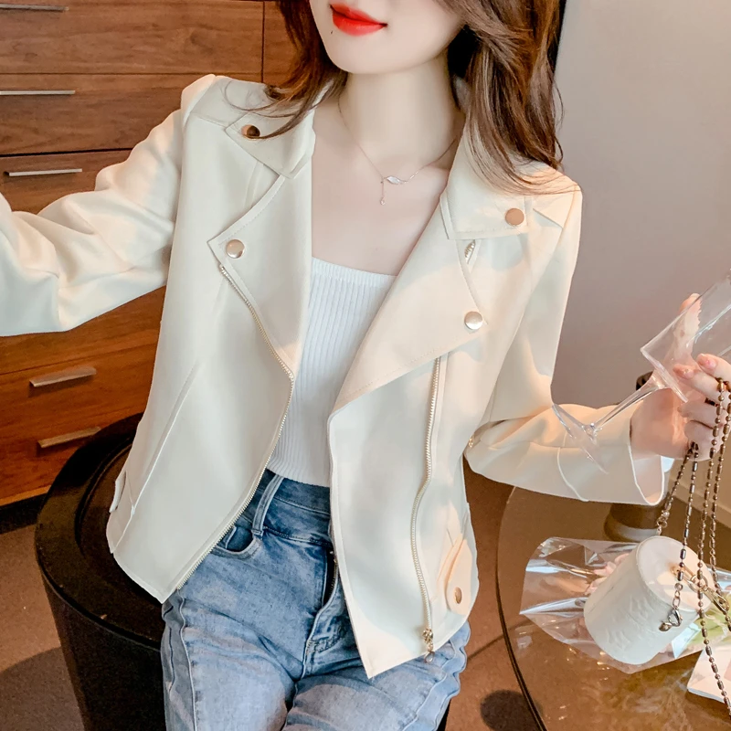 皮绒西装短外套女春秋2025新款小香风气质修身机车服休闲夹克上衣