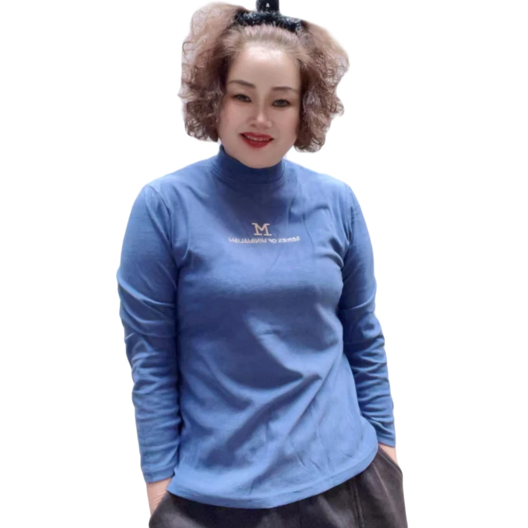 M字母长袖保暖德绒t恤-371女款户外时尚运动冬季立领秋冬