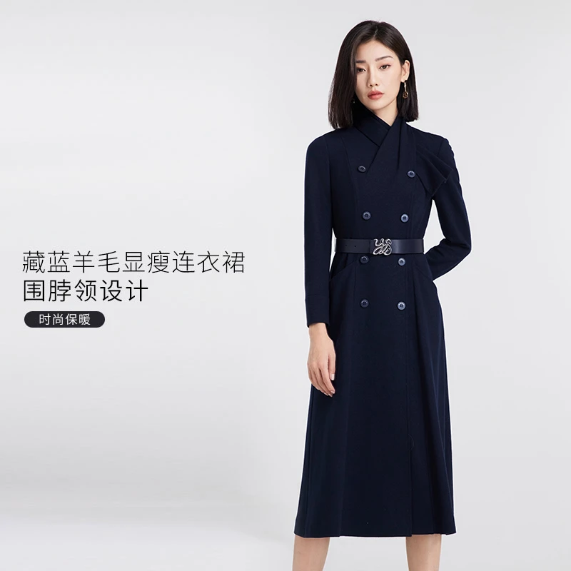 【秋冬爆品】赢智尚高档羊毛连衣裙轻奢显瘦高贵长裙高级感ZF02717